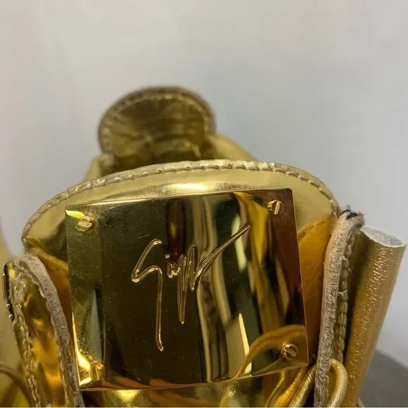 Giuseppe Zanotti London Mirrored Leather Chain High'Vegas Gold' hi